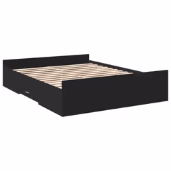 vidaXL Bed Frame with Drawers Bed Base Sonoma Oak 120x200 cm Engineered Wood - black, 150 x 200 cm - Additional view 2
