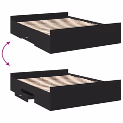 vidaXL Bed Frame with Drawers Bed Base Sonoma Oak 120x200 cm Engineered Wood - black, 150 x 200 cm - Additional view 6