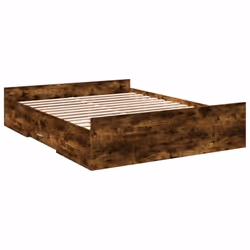 vidaXL Bed Frame with Drawers Bed Base Sonoma Oak 120x200 cm Engineered Wood - smoked oak, 140 x 200 cm - Additional view 2
