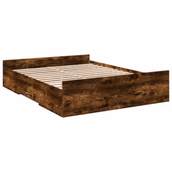 vidaXL Bed Frame with Drawers Bed Base Sonoma Oak 120x200 cm Engineered Wood - smoked oak, 140 x 200 cm - Additional view 5