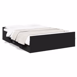 vidaXL Bed Frame with Drawers Bed Base Sonoma Oak 120x200 cm Engineered Wood - black, 120 x 200 cm