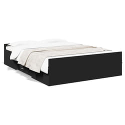 vidaXL Bed Frame with Drawers Bed Base Sonoma Oak 120x200 cm Engineered Wood - black, 140 x 190 cm
