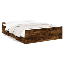 vidaXL Bed Frame with Drawers Bed Base Sonoma Oak 120x200 cm Engineered Wood - smoked oak, 140 x 190 cm