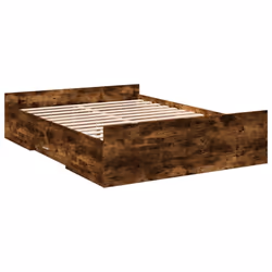 vidaXL Bed Frame with Drawers Bed Base Sonoma Oak 120x200 cm Engineered Wood - smoked oak, 140 x 190 cm