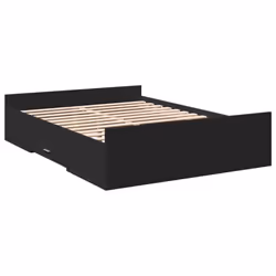 vidaXL Bed Frame with Drawers Bed Base Sonoma Oak 120x200 cm Engineered Wood - black, 120 x 190 cm
