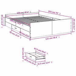 vidaXL Bed Frame with Drawers Bed Base Sonoma Oak 120x200 cm Engineered Wood - black, 120 x 190 cm