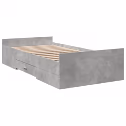vidaXL Bed Frame with Drawers Bed Base Sonoma Oak 120x200 cm Engineered Wood - concrete grey, 90 x 200 cm