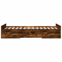 vidaXL Bed Frame with Drawers Bed Base Sonoma Oak 120x200 cm Engineered Wood - smoked oak, 90 x 190 cm - Additional view 4
