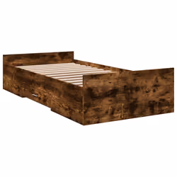 vidaXL Bed Frame with Drawers Bed Base Sonoma Oak 120x200 cm Engineered Wood - smoked oak, 90 x 190 cm - Additional view 5