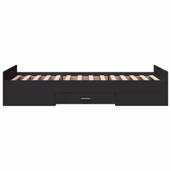vidaXL Bed Frame with Drawers Bed Base Sonoma Oak 120x200 cm Engineered Wood - black, 75 x 190 cm - Additional view 4