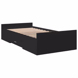 vidaXL Bed Frame with Drawers Bed Base Sonoma Oak 120x200 cm Engineered Wood - black, 75 x 190 cm - Additional view 5