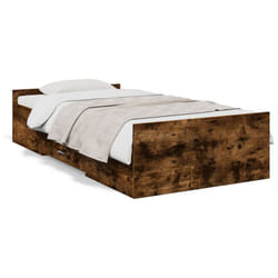 vidaXL Bed Frame with Drawers Bed Base Sonoma Oak 120x200 cm Engineered Wood - smoked oak, 75 x 190 cm