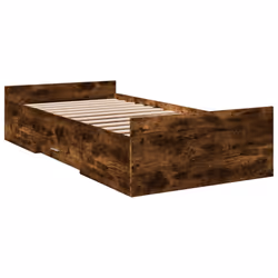 vidaXL Bed Frame with Drawers Bed Base Sonoma Oak 120x200 cm Engineered Wood - smoked oak, 75 x 190 cm