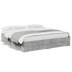vidaXL Bed Frame with Drawers Bed Base Grey Sonoma 140x200 cm Engineered Wood - concrete grey, 200 x 200 cm