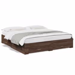 vidaXL Bed Frame with Drawers Bed Base Grey Sonoma 140x200 cm Engineered Wood - brown oak, 200 x 200 cm