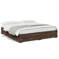 vidaXL Bed Frame with Drawers Bed Base Grey Sonoma 140x200 cm Engineered Wood - brown oak, 180 x 200 cm
