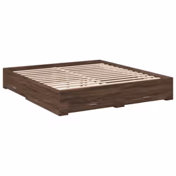 vidaXL Bed Frame with Drawers Bed Base Grey Sonoma 140x200 cm Engineered Wood - brown oak, 180 x 200 cm