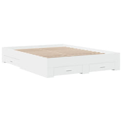 vidaXL Bed Frame with Drawers Bed Base Grey Sonoma 140x200 cm Engineered Wood - white, 140 x 200 cm