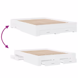 vidaXL Bed Frame with Drawers Bed Base Grey Sonoma 140x200 cm Engineered Wood - white, 140 x 200 cm - Additional view 6