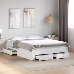 vidaXL Bed Frame with Drawers Bed Base Grey Sonoma 140x200 cm Engineered Wood - white, 140 x 190 cm