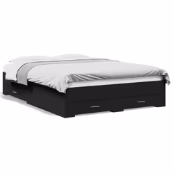 vidaXL Bed Frame with Drawers Bed Base Grey Sonoma 140x200 cm Engineered Wood - black, 140 x 190 cm
