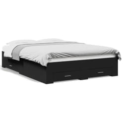 vidaXL Bed Frame with Drawers Bed Base Grey Sonoma 140x200 cm Engineered Wood - black, 140 x 190 cm