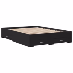 vidaXL Bed Frame with Drawers Bed Base Grey Sonoma 140x200 cm Engineered Wood - black, 140 x 190 cm
