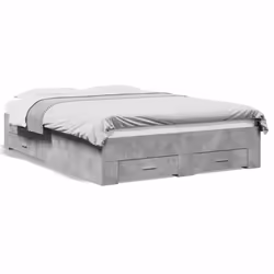 vidaXL Bed Frame with Drawers Bed Concrete Grey 140x190 cm Engineered Wood