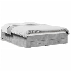 vidaXL Bed Frame with Drawers Bed Concrete Grey 140x190 cm Engineered Wood