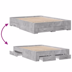 vidaXL Bed Frame with Drawers Bed Concrete Grey 140x190 cm Engineered Wood - Additional view 6