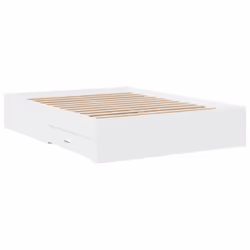 vidaXL Bed Frame with Drawers Bed Base Grey Sonoma 140x200 cm Engineered Wood - white, 120 x 190 cm - Additional view 2