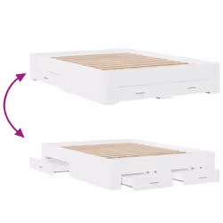 vidaXL Bed Frame with Drawers Bed Base Grey Sonoma 140x200 cm Engineered Wood - white, 120 x 190 cm - Additional view 6