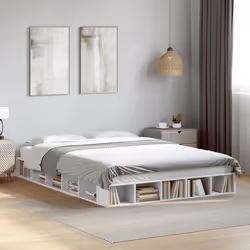 vidaXL Bed Frame Home Bed Base Brown Oak 180x200 cm Super King Engineered Wood - white, 140 x 200 cm - Additional view 2
