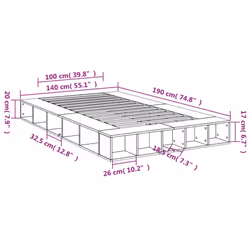 vidaXL Bed Frame Home Bed Base Brown Oak 180x200 cm Super King Engineered Wood - brown oak, 140 x 190 cm