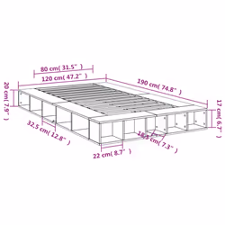 vidaXL Bed Frame Home Bed Base Brown Oak 180x200 cm Super King Engineered Wood - brown oak, 120 x 190 cm