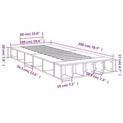 vidaXL Bed Frame Home Bed Base Brown Oak 180x200 cm Super King Engineered Wood - brown oak, 100 x 200 cm - Additional view 9