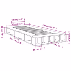 vidaXL Bed Frame Home Bed Base Brown Oak 180x200 cm Super King Engineered Wood - brown oak, 90 x 190 cm - Additional view 9