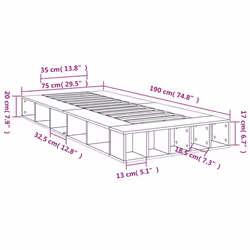 vidaXL Bed Frame Home Bed Base Brown Oak 180x200 cm Super King Engineered Wood - brown oak, 75 x 190 cm