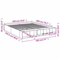 vidaXL Bed Frame Bed Base Brown Oak 180x200 cm Super King Engineered Wood