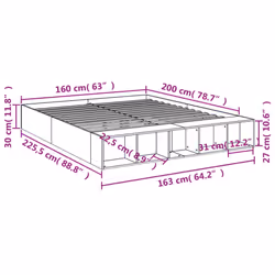 vidaXL Bed Frame Home Bed Base Bedstead Brown Oak 160x200 cm Engineered Wood