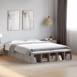 vidaXL Bed Frame Home Bed Base Bedstead Grey Sonoma 140x200 cm Engineered Wood