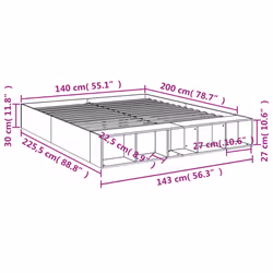 vidaXL Bed Frame Home Bed Base Bedstead Grey Sonoma 140x200 cm Engineered Wood - Additional view 9