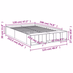 vidaXL Bed Frame Bed Base Brown Oak 120x190 cm Small Double Engineered Wood
