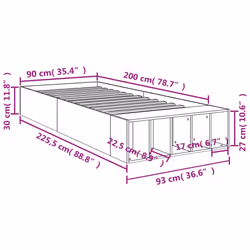 vidaXL Bed Frame Home Bed Base Bedstead Brown Oak 90x200 cm Engineered Wood