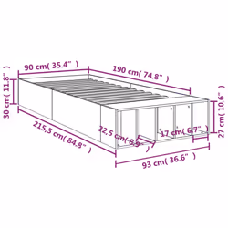 vidaXL Bed Frame Home Bed Base Bedstead White 90x190 cm Single Engineered Wood
