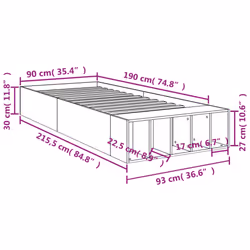 vidaXL Bed Frame Bed Base Bedstead Brown Oak 90x190 cm Single Engineered Wood - Additional view 9
