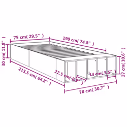 vidaXL Bed Frame Bed Base Brown Oak 75x190 cm Small Single Engineered Wood - Additional view 9