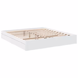vidaXL Bed Frame with Drawers Bed Black 135x190 cm Double Engineered Wood - white, 200 x 200 cm - Additional view 2