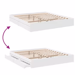 vidaXL Bed Frame with Drawers Bed Black 135x190 cm Double Engineered Wood - white, 200 x 200 cm - Additional view 6