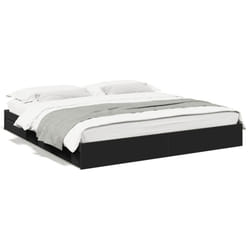 vidaXL Bed Frame with Drawers Bed Black 135x190 cm Double Engineered Wood - black, 200 x 200 cm